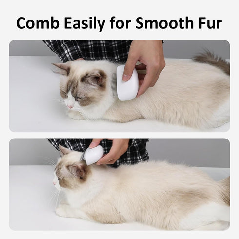 2-in-1 Cat Comb - Soft Pet Brush for Grooming, Metal Flea Comb for Hair Removal & Detangling Mats, Portable Comfortable