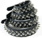 Spiked Dog Collar / Cat Collar, Studded Vegan Leather Pet Collar for Dogs and Cats (L, Black)