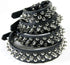 Spiked Dog Collar / Cat Collar, Studded Vegan Leather Pet Collar for Dogs and Cats (L, Black)