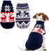 Vehomy 2Pcs Pet Puppy Christmas Sweaters, Navy Blue and Christmas White Knitwear with Reindeers Snowflakes Pattern