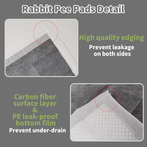 50PCS 23" 17" PINVNBY Disposable Pet Pee Pads All-Absorb L x W Black Carbon Cage Liners Odor-Control Bunny Training
