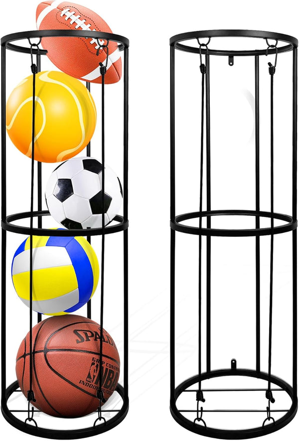 Garage Ball Storage Rack, Wall-Mounted Basketball Holder, Vertical Sports Ball Storage Organizer for Soccer,
