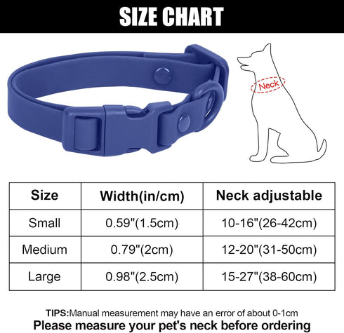 Waterproof Dog Collar, Soft Rubber Adjustable Pet Collars for Small Medium Large Dogs