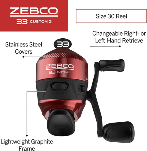 Zebco 33 Custom-Z Fishing Rod Combo with 6-Foot Fiberglass Rod, Quickset Anti-Reverse Reel & Bite Alert