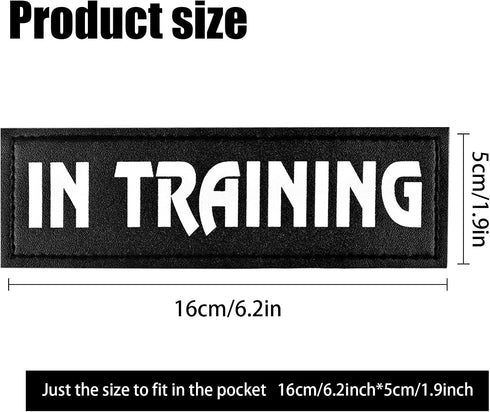 4 PCS Service Dog Patches with Hook Backing, Tactical Dog In Training Harness Reflective and Removable Tags, SERVICE DOG and IN TRAINING Dog Patches, Emotional Support Dog Vest Patches, 6.2 X 1.9 Inch