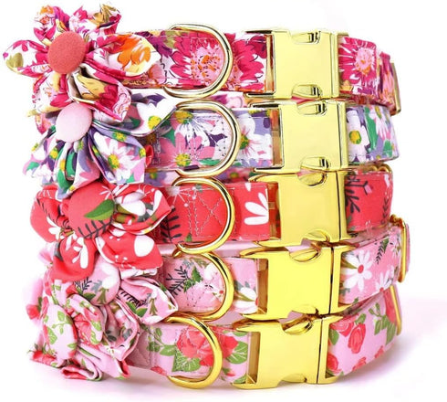 Beirui Cute Girl Dog Collars for Small Medium Large Dogs, Floral Patterns Female Pet Collars with Flower for Wedding