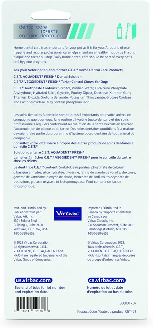 Toothbrush,(Pack 2) Virbac C.E.T. Oral Hygiene Kit for Dogs | Poultry-Flavor Toothpaste | Fingerbrush and Pet
