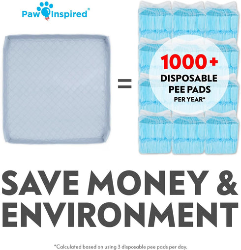 32x32 Inch Paw Inspired Critter Box Dog Pad, Large Reusable Puppy Pad for Potty Training, Whelping, or Litter Box Mat
