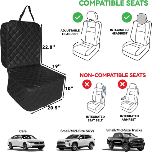 KritterKorner Car Seat Cover for Dogs,Waterproof PU Leather Dog Car Front Seat Cover,Heavy Duty Captain Seat Protector