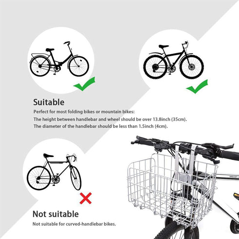 HOMEE Folding Rear Bike Basket - Wire Mesh Fold-Up Detachable Front Bag for Mountain Bike Accessories Cargo Rack