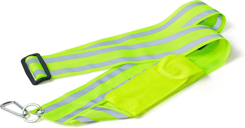 Navaris Reflective Sash - Walking, Cycling, Running Gear with Pocket and Carabiner Clip for Men and Women