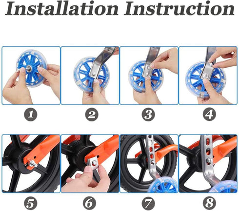 Training Wheels for Children's Bicycle, Flash Mute Wheel Stabiliser Mounted Kit for 12 14 16 18 20 Inch