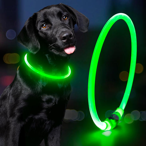 Led Dog Collar - Waterproof Lighted Pet Collar, Rechargeable for Night Walking, TPU Cuttable for Small, Medium, Large