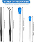 2 Pieces Aquarium Coral Feeder with Stainless Steel Feeding Tweezers, Syringe Spot Coral Feeding Tools (Blue, Black)
