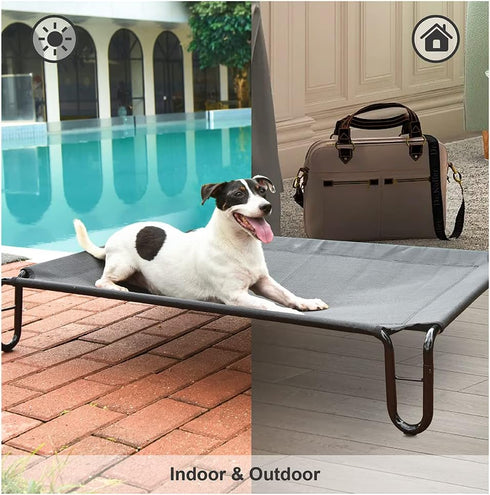 pettycare Elevated Outdoor Dog Bed - Waterproof Raised Dog Bed for Medium Dogs, Easy to Assemble, Cooling with Teslin