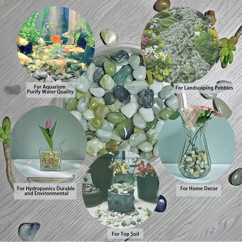8-12mm 2LBS Green Agate Stones Polished Tumbled Pebbles Crystals Top Soil Hydroponics Rocks for Plants, Fish Tank, DIY