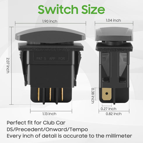 Forward Reverse FWD REV Switch 48V for Electric Golf Cart Club Car DS/Onward/Tempo/Precedent, Replacement Part