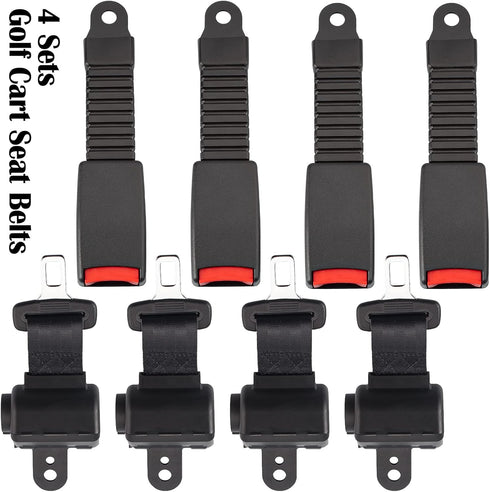 Dewkake 4pcs Golf Cart Seat Belts Kit, Universal Retractable Front and Rear Golf Cart Seat Belt Kit for EZGO, Club Car