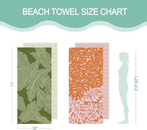 2 Pack 71"x32", Eunzel Microfiber Beach Towel, Quick Dry Travel Towel Large Sand Free Towel for Beach, Camping, Swim