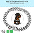 Strong Stainless Steel Silver Metal Dog Collars with Secure Buckle - 14MM Cuban Lock Link Chain for Training