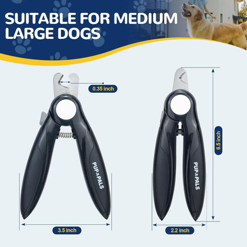 PUP&PALS Large/Medium Dog Nail Clipper: Sharp Stainless Steel Blade with Anti-Slip Grip for Easy Cutting of Thick Claws