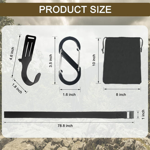 Tree Stand Straps Bow Hanger with Metal Hooks, High Loading Gear Hanger for Hunting, Hiking, Camping