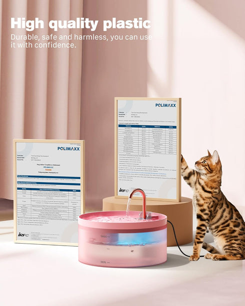 6 3 108oz/3.2L Pink Cat Water Fountain:with Carbon Filters + Sponge Filters - BEMOONY Pet Water Fountain - Water