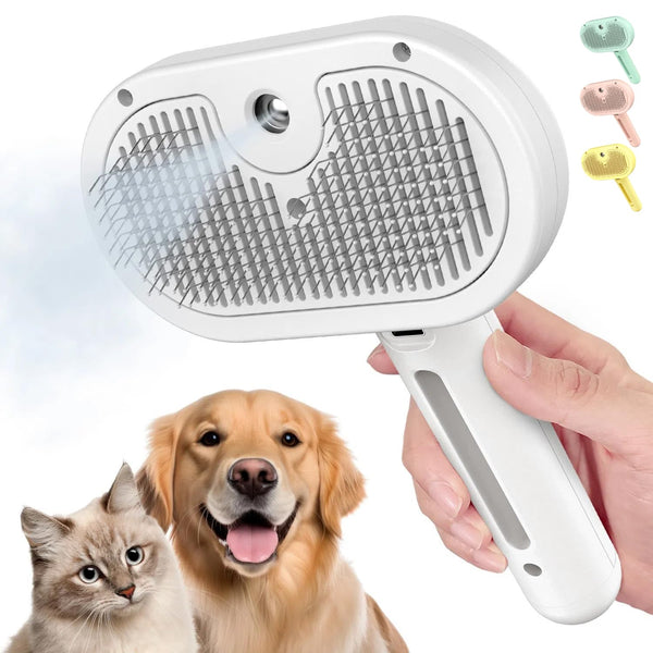 Cat Steam Brush for Shedding - 3 In 1 Self Cleaning Steamy Pet Brush - Grooming Remove Loose Hair and Reduce Shedding