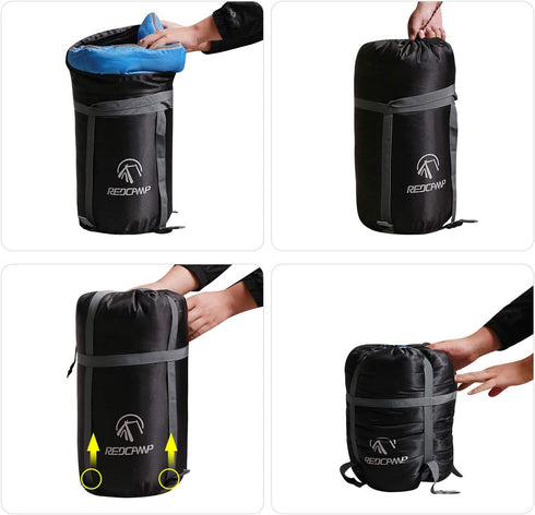 REDCAMP Sleeping Bag Stuff Sack, Black M, L, XL and XXL Compression Sack for Backpacking and Camping