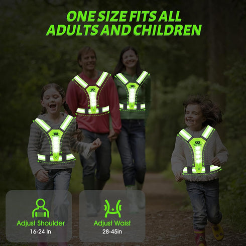 West Biking Running Vest Light, LED Reflective Gear for Night Walking, High Visibility Rechargeable Light Up Running