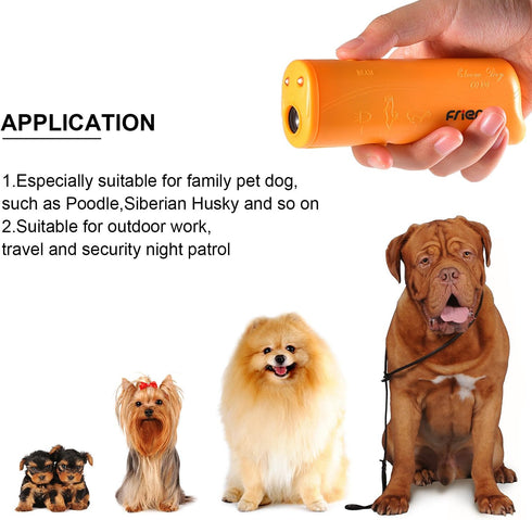 Frienda LED Ultrasonic Dog Trainer Device 3 in 1 - Handheld Training Device to Stop Barking (Yellow)