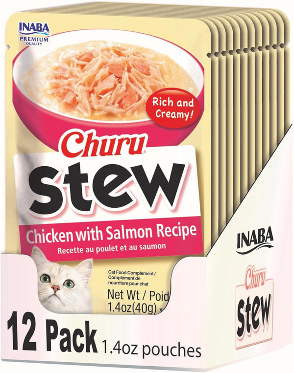 INABA Churu Stew for Cats: Broth Gelée with Shredded Chicken Side Dish Pouch, 1.4 Ounces per Pouch, 12 Pouches