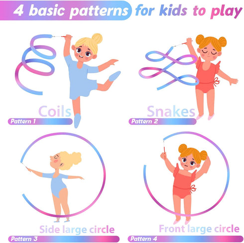 Gymnastics Ribbon 2 Pack, Colorful Dance Band with Stick, Ideal for Children’s Birthday Party or Christmas
