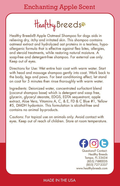8 oz Healthy Breeds Chihuahua Apple Oatmeal Dog Shampoo - All Natural, Tearless & Hypoallergenic Cleanser & Conditioner