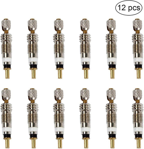 Presta Valve Core (12 Pack) and 12 Anodized Alloy Presta Valve Caps for Tubeless Road & MTB Bike