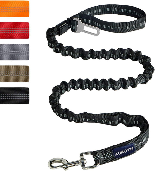 AUROTH Dog Leash, Heavy Duty Bungee, No Pull for Shock Absorption, Black Dog Training Leash for Medium Large Breed