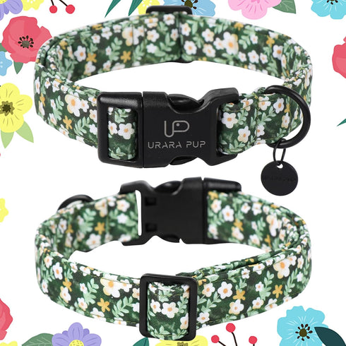 Summer Dog Collar, Lightweight Flower Print Adjustable Pet Collar, Ideal Gift for Boy Girl Dogs