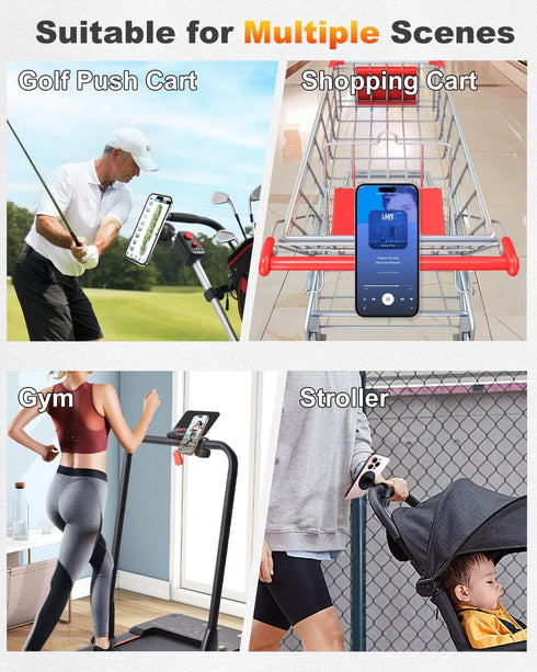 LEAPGOMAX 360 Magnetic Golf Push Cart Phone Holder MagSafe Hands-Free Adjustable with Strong Magnets Phone Mount