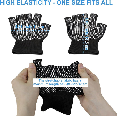 Fingerless Workout Gloves for Men and Women, Half Finger Work Glove, Black Pilates Gloves with Grip, Fitness Exercise
