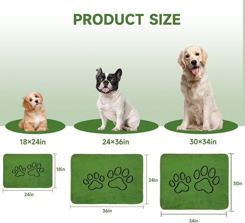 6 Pack 18"24" Homimp Washable Pee Pads for Dogs, Super Absorbent Reusable Puppy Pads, Green Long Wool Fake Grass