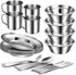 Odoland 29pcs Stainless Steel Utensils Camping Tableware Kit, Cutlery Set for 4, Outdoor Camping, Hiking, Picnic