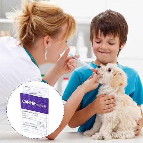 Eaasty 48 Pack Dog Vaccine Record Book, Foldable Puppy Vaccination Record Card for Canine Health