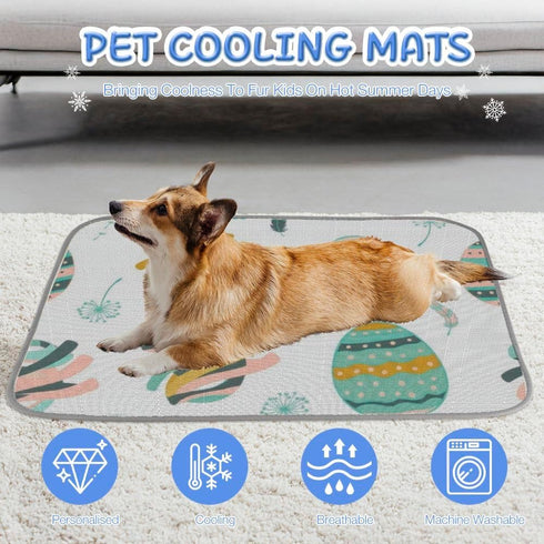 imiBBWQu Summer 27" 22" Cooling Mat for Dogs Easter Eggs Cooling Pad Mat Washable Pet Ventilation Pad Dog Bed Cover