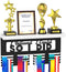 Medal Holder Display Trophy Shelf Organizer, Sturdy Wooden Race Award Hanger Rack