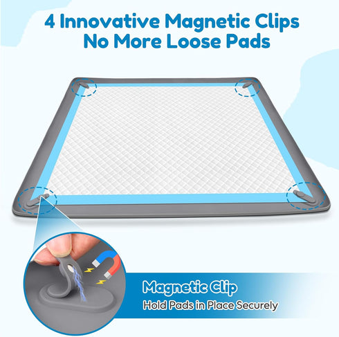 24 24 4 Puppy Pad Holder, x Dog Pee Pad Holder Tray with Magnetic Clips, No Spill Raised Edge Indoor Silicone Dog Potty