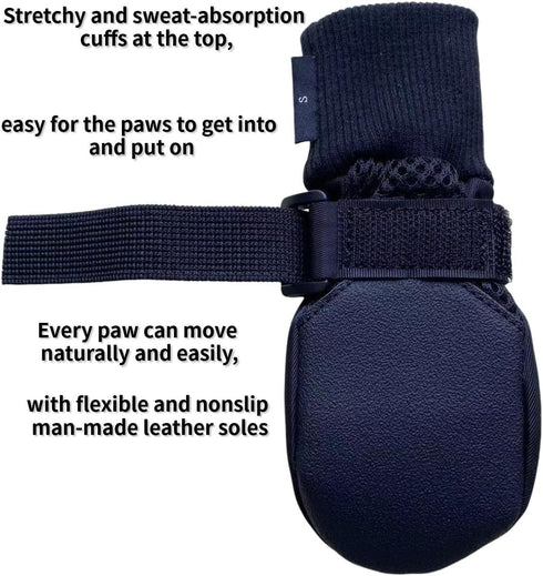 Paw Protector Dog Boots Set of 4 - Breathable and Soft Nonslip Soles, Color Black, Size Small