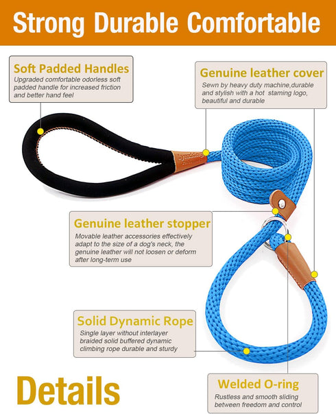 lynxking Dog Leash Slip Lead 5 6 8 FT, Strong Heavy Duty Braided No Pull Training Leash for Small Medium Large Dogs