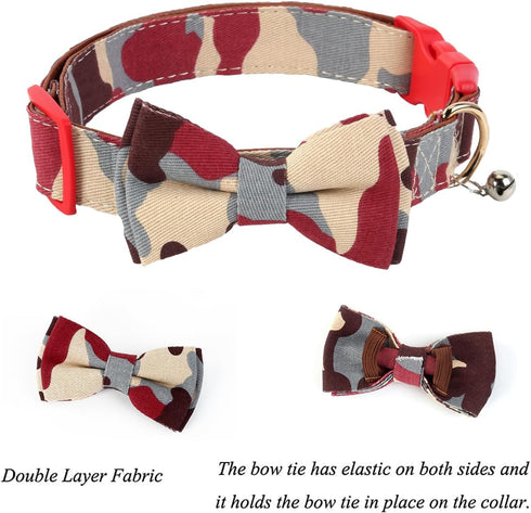 Dog Collar with Bow Tie, Adjustable Pet Collar for Small Medium Large Dogs and Cats with Stylish Pattern