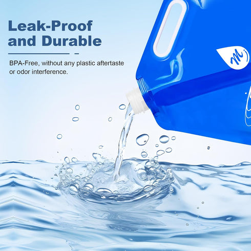 Water Container Bags, 4 Packs BPA Free Foldable Plastic 1.3 Gallon Water Container Bag for Camping Hiking Emergency