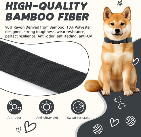Grey Dog Collar for Small Dogs, Soft and Breathable Adjustable Collar with Quick Release Buckle (90% Rayon, 10%